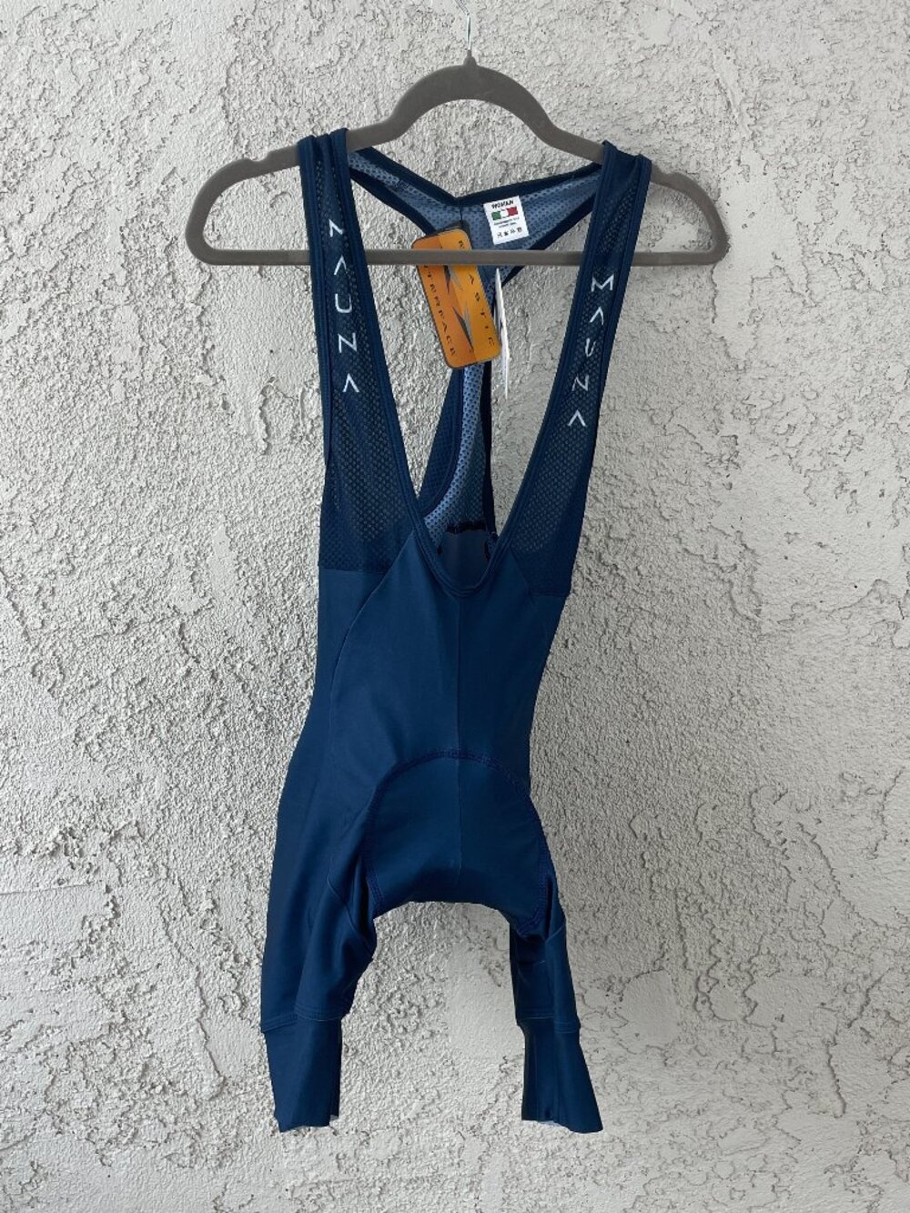 MAUNA Womens Cycling Bib Shorts Medium Navy Blue Elastic Interface Padded NWT